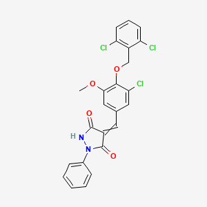4-[[3-Chloro-4-[(2,6-dichlorophenyl)methoxy]-5-methoxyphenyl]methylidene]-1-phenylpyrazolidine-3,5-dione