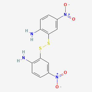 molecular formula C12H10N4O4S2 B3054135 Benzenamine, 2,2'-dithiobis[4-nitro- CAS No. 58381-87-6