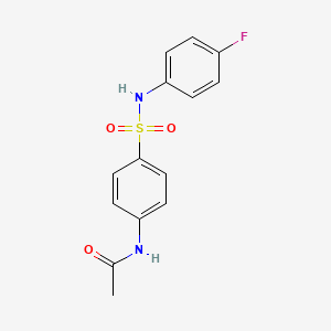 molecular formula C14H13FN2O3S B3054367 N-[4-[(4-fluorophenyl)sulfamoyl]phenyl]acetamide CAS No. 599-78-0