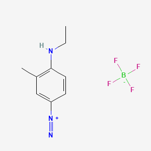 molecular formula C9H12N3+ B3054514 Benzenediazonium, 4-(ethylamino)-3-methyl-, tetrafluoroborate(1-) CAS No. 6087-59-8