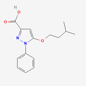 molecular formula C15H18N2O3 B3054522 5-(3-Methylbutoxy)-1-phenyl-1H-pyrazole-3-carboxylic acid CAS No. 60872-19-7