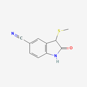 molecular formula C10H8N2OS B3054635 3-(methylsulfanyl)-2-oxo-2,3-dihydro-1H-indole-5-carbonitrile CAS No. 61394-58-9