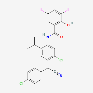 molecular formula C24H18Cl2I2N2O2 B3054653 N-(5-Chloro-4-((4-chlorophenyl)cyanomethyl)-2-(isopropyl)phenyl)-2-hydroxy-3,5-diiodobenzamide CAS No. 61438-63-9