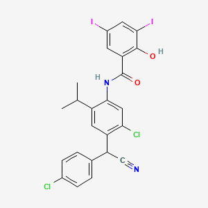 N-(5-Chloro-4-((4-chlorophenyl)cyanomethyl)-2-(isopropyl)phenyl)-2-hydroxy-3,5-diiodobenzamide