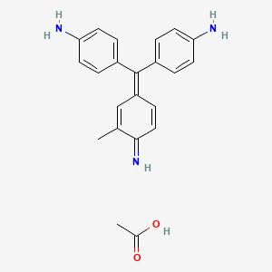molecular formula C22H23N3O2 B3054683 4-[(4-氨基苯基)(4-亚氨基环己-2,5-二烯-1-亚甲基)]-邻甲苯胺乙酸盐 CAS No. 6155-92-6