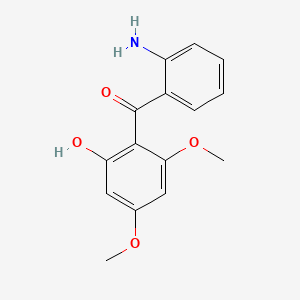 molecular formula C15H15NO4 B3054738 Methanone, (2-aminophenyl)(2-hydroxy-4,6-dimethoxyphenyl)- CAS No. 61736-72-9