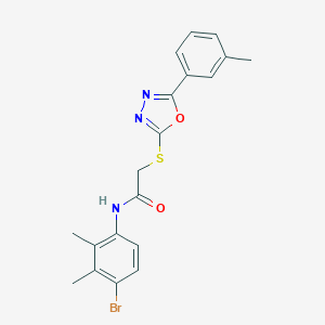 molecular formula C19H18BrN3O2S B305477 N-(4-bromo-2,3-dimethylphenyl)-2-[[5-(3-methylphenyl)-1,3,4-oxadiazol-2-yl]sulfanyl]acetamide 