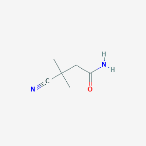 molecular formula C6H10N2O B3054780 Butanamide, 3-cyano-3-methyl- CAS No. 61892-66-8