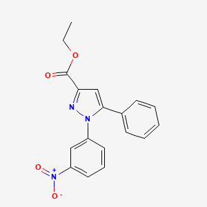 molecular formula C18H15N3O4 B3054849 Ethyl 1-(3-nitrophenyl)-5-phenyl-1H-pyrazole-3-carboxylate CAS No. 62160-93-4