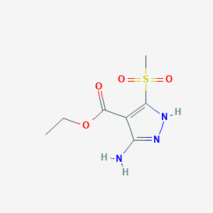 molecular formula C7H11N3O4S B3054907 ethyl 5-amino-3-(methylsulfonyl)-1H-pyrazole-4-carboxylate CAS No. 62390-94-7
