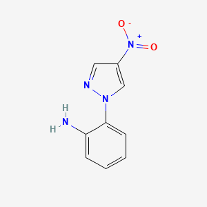 molecular formula C9H8N4O2 B3054943 2-(4-nitro-1H-pyrazol-1-yl)aniline CAS No. 62537-74-0