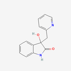 molecular formula C14H12N2O2 B3055085 3-Hydroxy-3-(2-pyridylmethyl)-2-indolinone CAS No. 6299-00-9