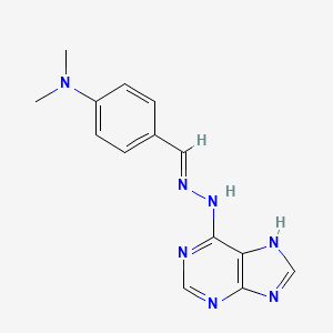 molecular formula C14H15N7 B3055089 Benzaldehyde, p-(dimethylamino)-, 9H-purin-6-yl hydrazone CAS No. 6300-80-7