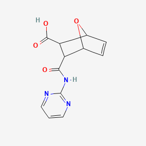 molecular formula C12H11N3O4 B3055184 3-(Pyrimidin-2-ylcarbamoyl)-7-oxabicyclo[2.2.1]hept-5-ene-2-carboxylic acid CAS No. 6331-30-2