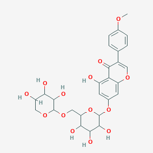 molecular formula C27H30O14 B3055294 5-Hydroxy-3-(4-methoxyphenyl)-7-[3,4,5-trihydroxy-6-[(3,4,5-trihydroxyoxan-2-yl)oxymethyl]oxan-2-yl]oxychromen-4-one CAS No. 63770-91-2