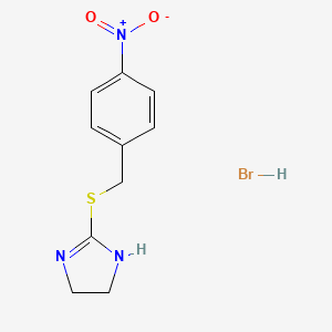 molecular formula C10H12BrN3O2S B3055314 1H-咪唑，4,5-二氢-2-(((4-硝基苯基)甲基)硫代)-，一氢溴酸盐 CAS No. 63906-95-6