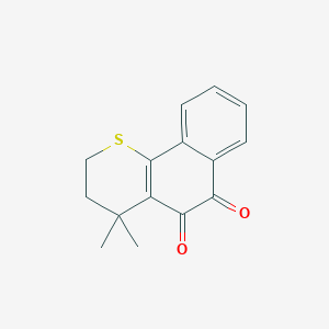 molecular formula C15H14O2S B3055422 2H-Naphtho[1,2-b]thiopyran-5,6-dione, 3,4-dihydro-4,4-dimethyl- CAS No. 646450-99-9