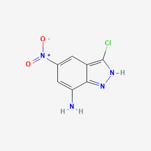 molecular formula C7H5ClN4O2 B3055442 3-CHLORO-5-NITRO-1H-INDAZOL-7-AMINE CAS No. 647853-24-5