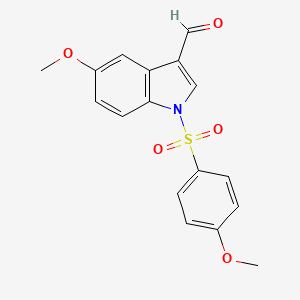 molecular formula C17H15NO5S B3055507 1-(4-Methoxy benzenesulfonyl)-5-methoxy-1H-indole-3-carbaldehyde CAS No. 651331-50-9