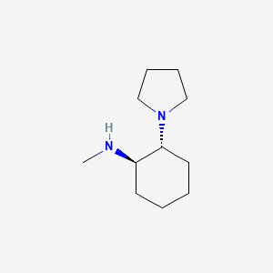 molecular formula C11H22N2 B3055827 Cyclohexanamine, N-methyl-2-(1-pyrrolidinyl)-, trans- CAS No. 67198-34-9