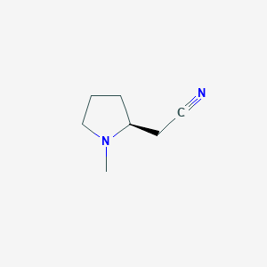 molecular formula C7H12N2 B3055909 (S)-2-(1-methylpyrrolidin-2-yl)acetonitrile CAS No. 67824-39-9