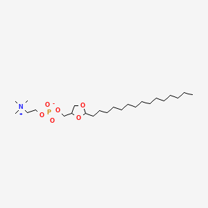 molecular formula C24H50NO6P B3055965 Trimethyl(2-((oxido((2-pentadecyl-1,3-dioxolan-4-yl)methoxy)phosphinyl)oxy)ethyl)ammonium CAS No. 68124-68-5