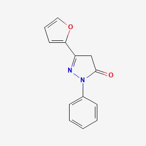 molecular formula C13H10N2O2 B3056022 3H-Pyrazol-3-one, 5-(2-furanyl)-2,4-dihydro-2-phenyl- CAS No. 6836-83-5