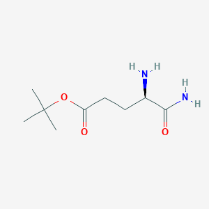 molecular formula C9H18N2O3 B3056355 Pentanoic acid, 4,5-diamino-5-oxo-, 1,1-dimethylethyl ester, (R)- CAS No. 70701-78-9