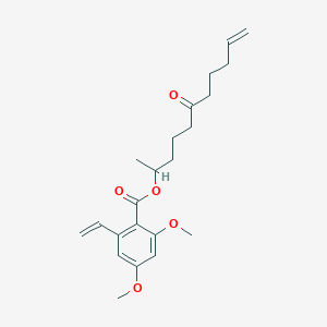 molecular formula C22H30O5 B030565 rac 2-Ethenyl-4,6-dimethoxy-benzoic Acid 1-Methyl-5-oxo-9-decen-1-yl Ester CAS No. 312305-42-3