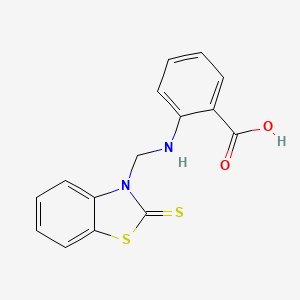 molecular formula C15H12N2O2S2 B3056730 Benzoic acid, 2-[[(2-thioxo-3(2H)-benzothiazolyl)methyl]amino]- CAS No. 73791-26-1