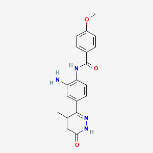 molecular formula C19H20N4O3 B3056781 N-(2-Amino-4-(4-methyl-6-oxo-1,4,5,6-tetrahydropyridazin-3-yl)phenyl)-4-methoxybenzamide CAS No. 74149-74-9