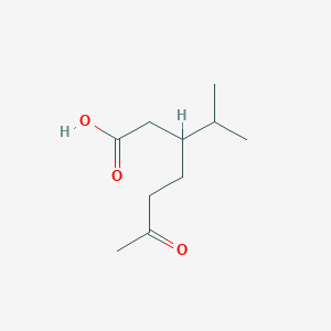 molecular formula C10H18O3 B3056967 Heptanoic acid, 3-(1-methylethyl)-6-oxo- CAS No. 75656-45-0