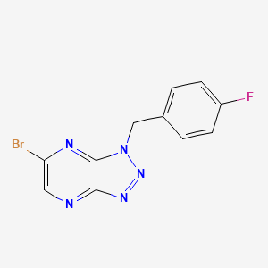 molecular formula C11H7BrFN5 B3057587 6-Bromo-1-(4-fluorobenzyl)-1H-[1,2,3]triazolo[4,5-b]pyrazine CAS No. 827602-61-9
