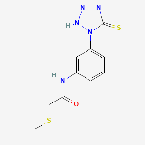 molecular formula C10H11N5OS2 B3057595 Acetamide,N-[3-(2,5-dihydro-5-thioxo-1H-tetrazol-1-yl)phenyl]-2-(methylthio)- CAS No. 82829-68-3