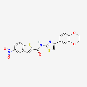 molecular formula C20H13N3O5S2 B3057936 N-[4-(2,3-dihydro-1,4-benzodioxin-6-yl)-1,3-thiazol-2-yl]-5-nitro-1-benzothiophene-2-carboxamide CAS No. 864937-35-9