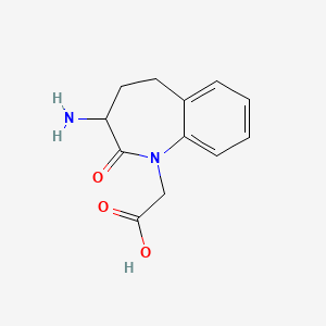 molecular formula C12H14N2O3 B3057937 (3-Amino-2-oxo-2,3,4,5-tetrahydro-1H-1-benzazepin-1-yl)acetic acid CAS No. 86499-19-6