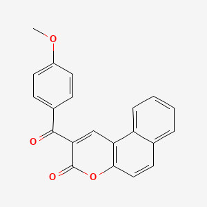 molecular formula C21H14O4 B3057944 3H-Naphtho[2,1-b]pyran-3-one, 2-(4-methoxybenzoyl)- CAS No. 86548-41-6