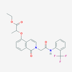 molecular formula C23H21F3N2O5 B3057970 Propanoic acid, 2-[[1,2-dihydro-1-oxo-2-[2-oxo-2-[[2-(trifluoromethyl)phenyl]amino]ethyl]-5-isoquinolinyl]oxy]-, ethyl ester CAS No. 868224-65-1