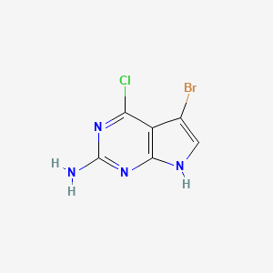 molecular formula C6H4BrClN4 B3058037 5-bromo-4-chloro-7H-pyrrolo[2,3-d]pyrimidin-2-amine CAS No. 873792-87-1