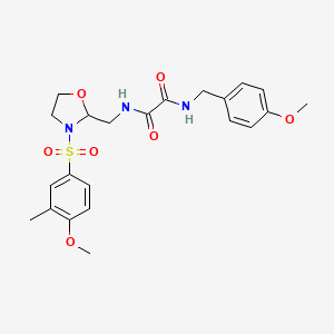 molecular formula C22H27N3O7S B3058050 Ethanediamide, N1-[[3-[(4-methoxy-3-methylphenyl)sulfonyl]-2-oxazolidinyl]methyl]-N2-[(4-methoxyphenyl)methyl]- CAS No. 874804-45-2