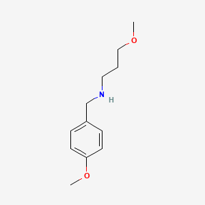 molecular formula C12H19NO2 B3058214 3-methoxy-N-[(4-methoxyphenyl)methyl]propan-1-amine CAS No. 884497-42-1