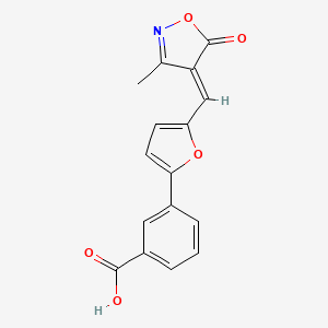 molecular formula C16H11NO5 B3058219 3-{5-[(E)-(3-Methyl-5-oxoisoxazol-4(5H)-ylidene)methyl]-2-furyl}benzoic acid CAS No. 884497-55-6