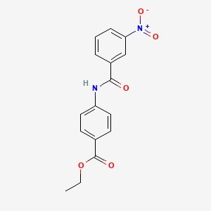 molecular formula C16H14N2O5 B3058258 Benzoic acid, 4-[(3-nitrobenzoyl)amino]-, ethyl ester CAS No. 88640-80-6
