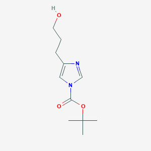 molecular formula C11H18N2O3 B3058302 tert-Butyl 4-(3-hydroxypropyl)-1H-imidazole-1-carboxylate CAS No. 88811-36-3