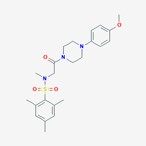 molecular formula C23H31N3O4S B305832 N-{2-[4-(4-methoxyphenyl)piperazin-1-yl]-2-oxoethyl}-N,2,4,6-tetramethylbenzenesulfonamide 