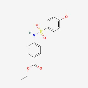 molecular formula C16H17NO5S B3058362 Ethyl 4-{[(4-methoxyphenyl)sulfonyl]amino}benzoate CAS No. 89113-19-9