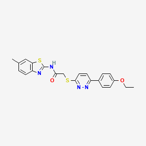 molecular formula C22H20N4O2S2 B3058466 Acetamide, 2-[[6-(4-ethoxyphenyl)-3-pyridazinyl]thio]-N-(6-methyl-2-benzothiazolyl)- CAS No. 896054-33-4