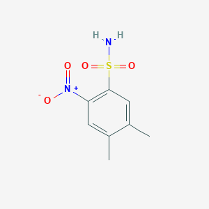 molecular formula C8H10N2O4S B3058508 Benzenesulfonamide, 4,5-dimethyl-2-nitro- CAS No. 89840-93-7