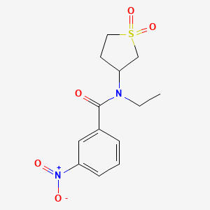 molecular formula C13H16N2O5S B3058509 Benzamide, N-ethyl-3-nitro-N-(tetrahydro-1,1-dioxido-3-thienyl)- CAS No. 898405-32-8