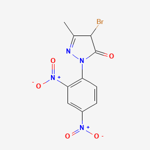 molecular formula C10H7BrN4O5 B3058515 3H-Pyrazol-3-one, 4-bromo-2-(2,4-dinitrophenyl)-2,4-dihydro-5-methyl- CAS No. 89862-32-8